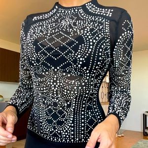 Sequins design long sleeve blouse